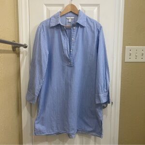 Women’s H&M 100% Cotton White Stripe Coastal Grandma Shirt Dress  Small